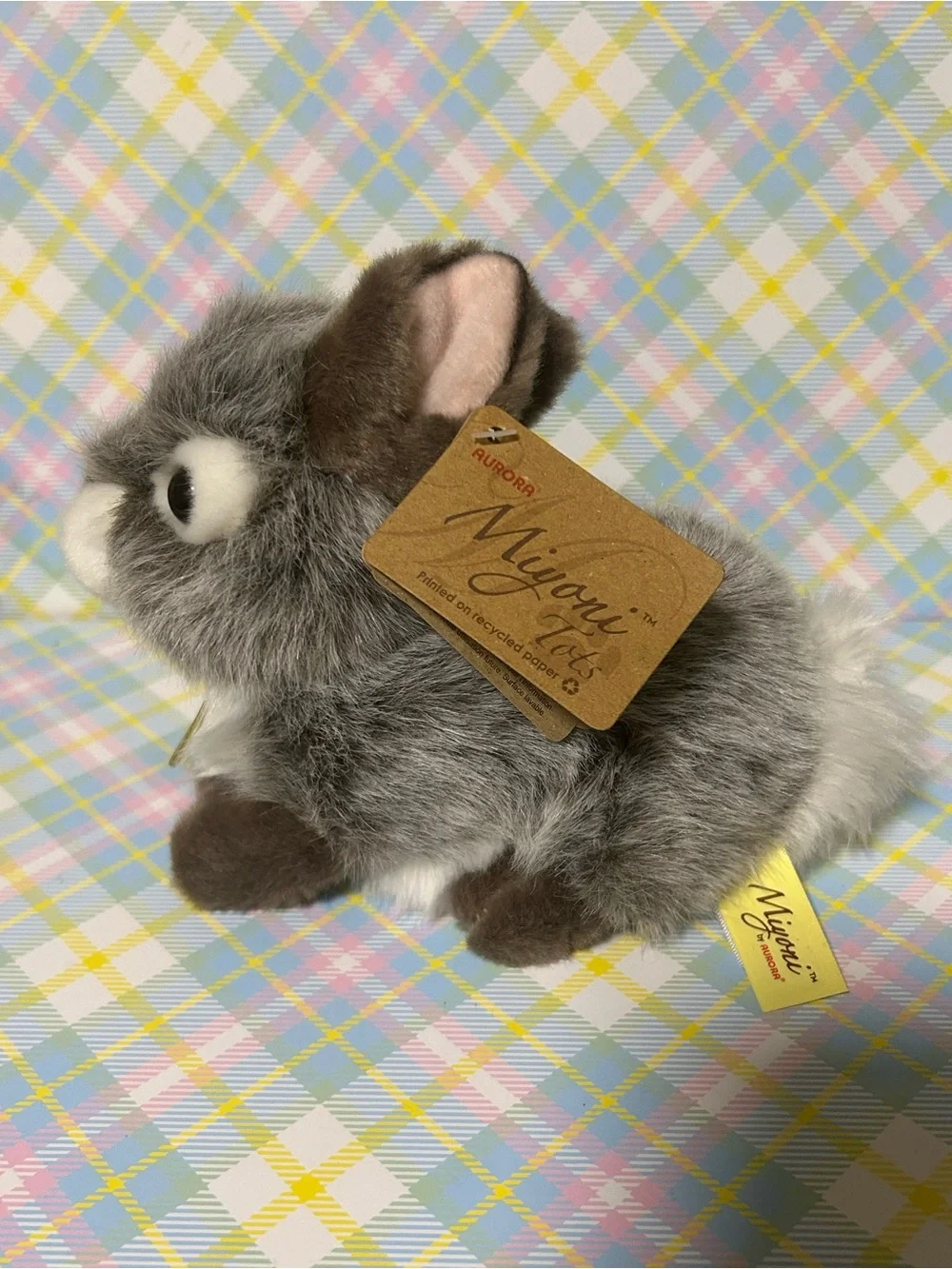 Gray Plush Bunny Toy for Small Pets